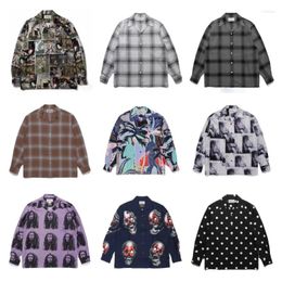 Men's T Shirts Multicolour WACKO MARIA Long Sleeve Shirt Finest Quality 1:1 Print Hawaiian Loose Fit For Men And Women With Tags