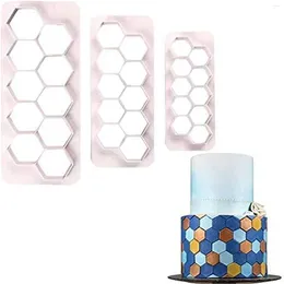 Baking Moulds 3Pcs/Set Jigsaw Fondant Cookie Cutter Honeycomb Stamp Cake Decorating Tools Biscuit