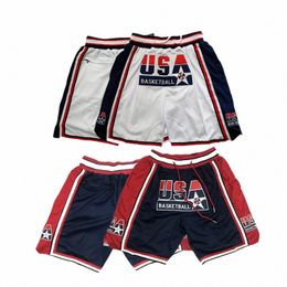 men's 1992 Usa Basketball shorts Colour White Navy Logo Are Stitched Q6mD#