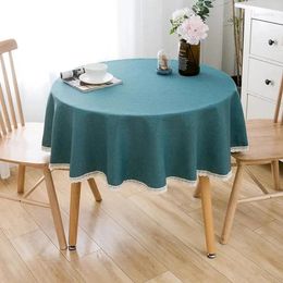 Table Cloth Large Round Tablecloth Waterproof And Oil-Proof Solid Colour Cotton Linen