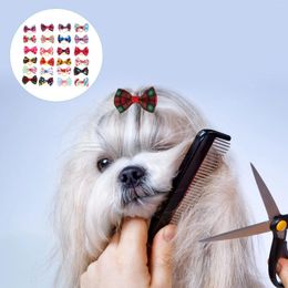 Dog Apparel 60Pcs Hair Bands Party Puppy Bows Tie Elastic Bow Decor (Random Color)