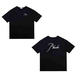 Rhude Tee Shirt Designer Original Quality Summer Mens T-shirts Womens For Men Tops Letter Polos Embroidery Tshirts Clothing Short Sleeved Tshirt