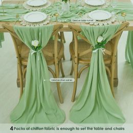 Sashes 70x300cm Long Wedding Chair Decoration Chiffon Chair Sashes Knot Bands Bows For Wedding Party Banquet Event Baby Shower Decors