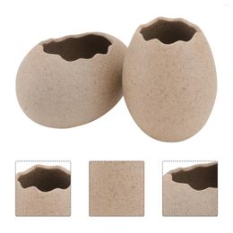Vases 2 Pcs Small Egg Shell Vase Home Ceramic Ornament Hydroponics Plants Pot Planting Ceramics