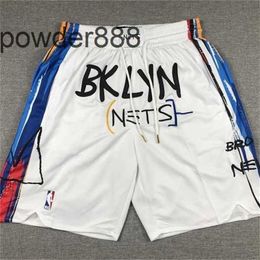23 New Season Basketball Nets City Graffiti Edition White Pocket Pants Durant Jersey Embroidered Jersey and Shorts