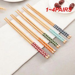 Chopsticks 1-4PAIRS Natural Bamboo Without Fuel Adults Tableware Classic Wooden Hand Polishing Printed