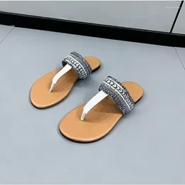 Slippers Large Size Fashion Leisure Retro Women Beach Sandals 2024 Summer Flat Pure Colour Square Heel Flip-flops Female