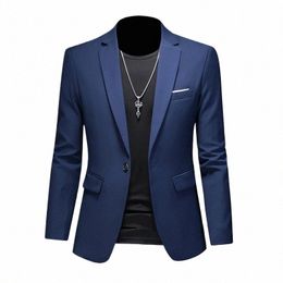 men Busin Casual Blazer Plus Size M-6XL Solid Colour Suit Jacket Dr Work Clothes Oversize Coats Male Brand Clothing Tuxedo U29U#