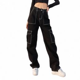 high Waist Slimming Loose Khaki Jeans for Women Xmas Gift Christmas Y2K Clothing Street Fi Workwear Straight Trousers D2kU#