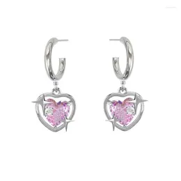 Dangle Earrings Sight 2024 Design Pink Crystal Heart For Women Fashion Accessories Star Drop Jewellery
