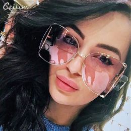 Designer sunglasses Fashion Over Sized Frame Metal Sunglasses Women Anti-Reflective Grey Mirror Irregular Vintage Men Sun Glasses 276F