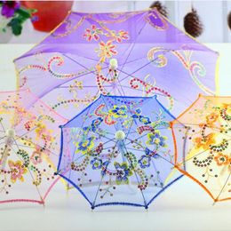 Umbrellas 3 Pcs Mini Lace Parasol Miniature Transparent Umbrella Embroidery Kids Children's
