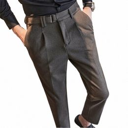 winter Suit Pants High Waist British Style Social Dr Pants for Men Busin Male Trousers Wool Pantales Hombre Clothes 2023 J0iz#