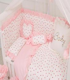 Baby Bedding Sets Cotton Pink Lace Strawberry Pattern Infant Crib Pillowcase Duvet Cover Newborn Cot Mattress cover7028822