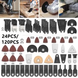 Zaagbladen Hot 12024 Pack Multifunction Oscillating Tool Universal Oscillating Saw Blades for Wood/metal/plastic/tail Cutting Accessories