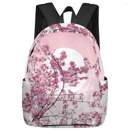 Backpack Cherry Tree Moon Japanese Style Student School Bags Laptop Custom For Men Women Female Travel Mochila