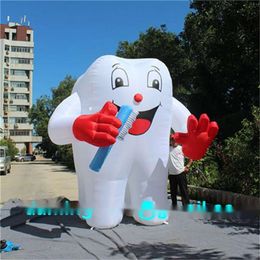 6m 20ft high Oxford Cloth Inflatable Tooth Shaped Balloon Inflatable Teeth Model With Toothbrush For Advertising