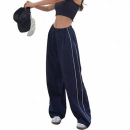 2023 nuove donne Y2K vita bassa pantaloni larghi larghi con coulisse in vita pantaloni cargo con piedi ad asciugatura rapida Fi Streetwear e68W #