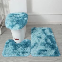 Mats Bath And Lid Set Ushape WC Tiedye Nonslip Bathroom Carpets Colourful 3pcs/set Toilet Rugs Cover Mat Rectangle Kit