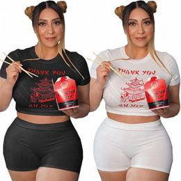 summer Plus Size Women Clothing Two Piece Set Wholesale Skinny Outfits Homewear O-Neck T Shirt and Shorts Sets Dropship a9Sc#
