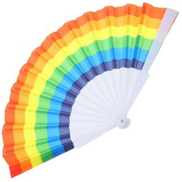 Decorative Figurines 23CM Rainbow Folding Fan Lovers Durable Fabric LGBTQ Gift Gay Wedding Decors