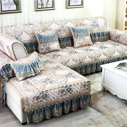 Chair Covers 1 PCS Luxury Living Room Sofa Cushion Light Blue Linen Slipcovers Modern Combination Of All-inclusive Non-slip Towel Shroud