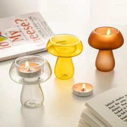 Candle Holders Ins Mushroom Glass Holder Creative Shape Candlestick Desktop Ornaments Mini Party Home Decoration