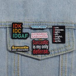 Enamel Pins Custom Sarcastic Is My Only Defense Brooches Lapel Badges Funny Jewelry Gift for Kids Friends