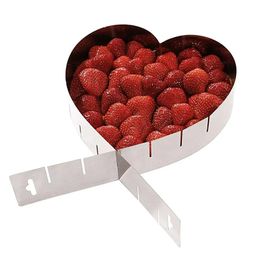 2024 Adjustable Mousse Circle Love Heart Cake Mold Stainless Steel Baking Mould Kitchen Dessert Accessories Cake Decorating Tool for for