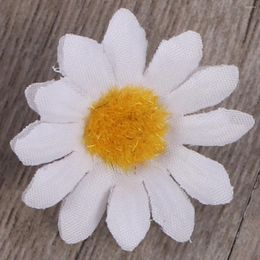 Decorative Flowers 100pcs/Set Artificial Gerbera Daisy Heads For DIY Party Wedding Decoration Fake Flower Home Accessories (White)