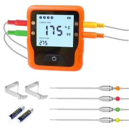 Gauges BBQ Meat Cooking Thermometer Wireless Connect Magnetic Design Remote Range Backlight Large LCD Waterproof and Probes