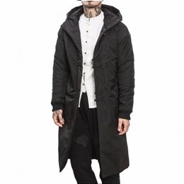 m-5xl New Winter Chinese Style Cott Coat Lg Thicken Coat Men's Fi Retro Plate Butts Cott Black Hooded Jacket Parkas S8B4#