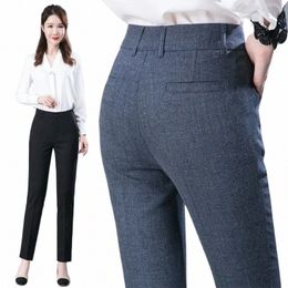 high Waist Formal Ankle Length Pants Women Casual Classic Slim Pantales Korean Office Pencil Sweatpants Straight Suit Trousers h9UU#