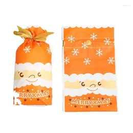 Gift Wrap 50pcs 15x23cm Drawstring Bundle Pocket Candy Santa Claus Pattern Bags Cookies Baked Food Christmas Holiday Blessing Packaging