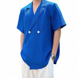 Mann Temperament Hübscher Fi Casual Hemden Koreanische Lose Kurzarm Herrenbekleidung Hintern V-Ausschnitt Frühling Sommer Premium Tops L9Pa #