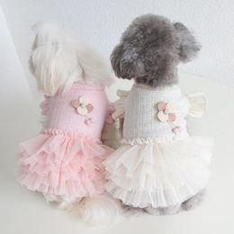 Dog Apparel Wedding Dress White Pink Cat Dresses Puppy Skirt Chihuahua Yorkshire Pomeranian Shih Tzu Maltese Doggy Costume Pet Clothes S