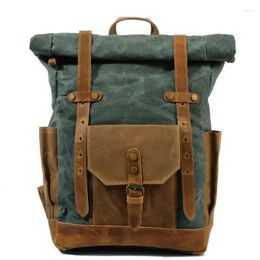 Backpack Chikage Large Capacity Men's Waterproof Euramerican Vintage Travel Bag Multi-function Wear-resistant Canvas