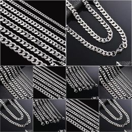 Chains 1 Piece Size 3.6Mm-9Mm Cuban Link Chain Mens Necklace Stainless Steel Bracelet Color Male Jewelry Drop Delivery Necklaces Pend Ot1Sp