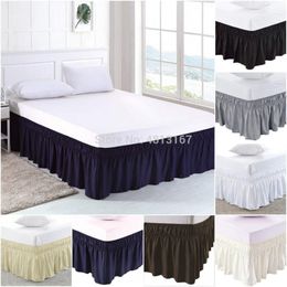 Wrap Around Bed Skirt Elastic Dust Ruffle Bed Skirts Solid Color Easy On Easy Off Wrinkle & Fade Resistant Classic Stylish 38cm Y2239K