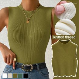 Women's Tanks 1PCS Fashion Half Turtleneck Hollow Out Knitted Tank Top Summer Women Casual Solid Color Sleeveless Vest