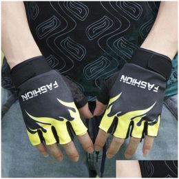 Cycling Gloves Outdoor Sports Bicycle Biking Hiking Gel Half Finger Fingerless Super Abrasion Palm Material Ss Drop Delivery Outdoors Dh8Ja