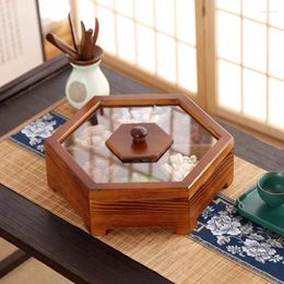 Decorative Plates Vintage Solid Wood Snack Box Chinese Style Divided Grid Dried Fruit Tray Ornament For Home Living Room Candy Nut Melon