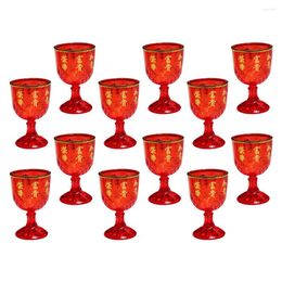 Disposable Cups Straws 12 Pcs Goblet Banquet Whiskey Glasses Plastic For Chinese Wedding