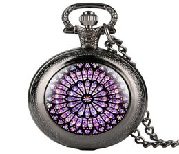 The Notre Dame De Paris Cathedral Display Watches Antique Quartz Pocket Watch Necklace Chain Clock Souvenir Gifts for Men Women1290865