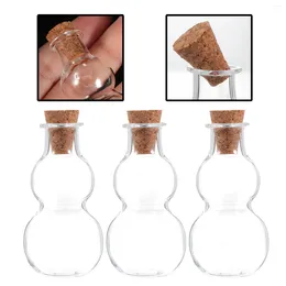 Vases 3pcs Gourd Shape Wishing Bottles Transparent Glass Jars Corked Drift