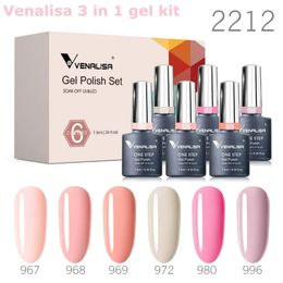 6pcs Venalisa Gel Nail Polish One Step 3 in 1 Colour Varnish Rubber Base Jelly Pink Natural Colour Series Nude Collection Gel 240321