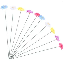 Garden Decorations 10 Pcs Ornaments Outdoor Patio Decor Decorative Lawn Decorate For Outside Iron Wire Flower Decoration Small Stakes