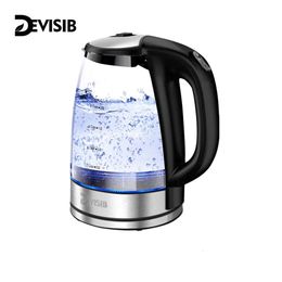 DEVISIB Electric Tea Kettle for Boiling Water Stainless Steel Filter 2L2200W Boiler Wide Opening Automatic Shut Off 240328