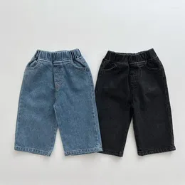 Trousers 2024 Spring Children Casual Pocket Baby Girl Loose Denim Pants Toddler Boys Fashion Versatile Jeans Kids Clothes