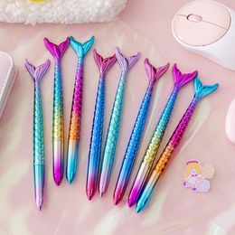 Creative and Cute Fashion Kawaii Coloured Mermaid Pen Student Writing Gift Novel Mermaid Ball Pen Stationery School Office Supplies TH21